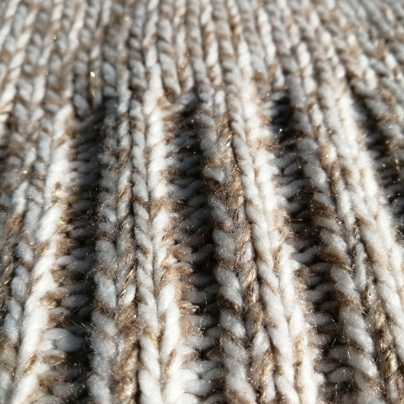 Chaps Knit V Neck Sweater, White and Gold - Picture 7 of 8